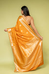Mustard Banarasi Silk Saree With Unstitched Blouse