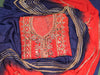 Red Gotta Patti, Mirror, Zarkan & Bandhini Printed Organza Unstitched Salwar Suit With Crepe Dupatta
