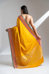 Mustard Banarasi Silk Saree With Unstitched Blouse