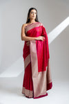 Maroon Banarasi Silk Saree With Unstitched Blouse
