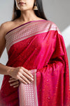 Maroon Banarasi Silk Saree With Unstitched Blouse