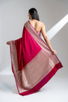 Maroon Banarasi Silk Saree With Unstitched Blouse