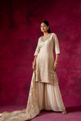 Tussar Georgette Readymade Sharara Set With Organza Dupatta