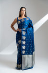 Peacock Banarasi Silk Saree With Unstitched Blouse