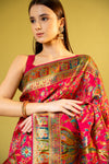 Rani Banarasi Silk Saree With Unstitched Blouse