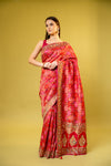 Rani Banarasi Silk Saree With Unstitched Blouse