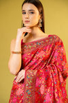 Rani Banarasi Silk Saree With Unstitched Blouse