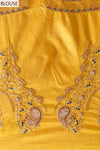 Maroon Mustard Organza Embroidered Saree With Unstitched Blouse