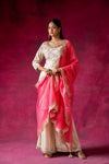 Off White Georgette Readymade Sharara Set With Organza Dupatta