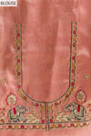 Peach Banarasi Silk Saree With Unstitched Blouse