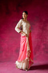 Off White Georgette Readymade Sharara Set With Organza Dupatta