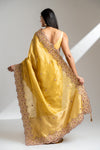 Lemon Gold Banarasi Silk Saree With Unstitched Blouse