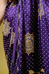 Purple Organza Embroidered Saree With Unstitched Blouse