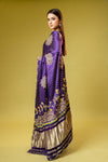 Purple Organza Embroidered Saree With Unstitched Blouse