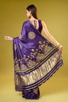 Purple Organza Embroidered Saree With Unstitched Blouse