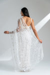 White Net Embroidered Saree With Unstitched Blouse