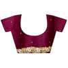 Garnet Chiffon Embroidered Saree With Unstitched Blouse