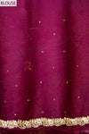Garnet Chiffon Embroidered Saree With Unstitched Blouse