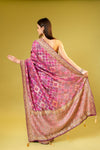 Purple Georgette Embroidered Saree With Unstitched Blouse