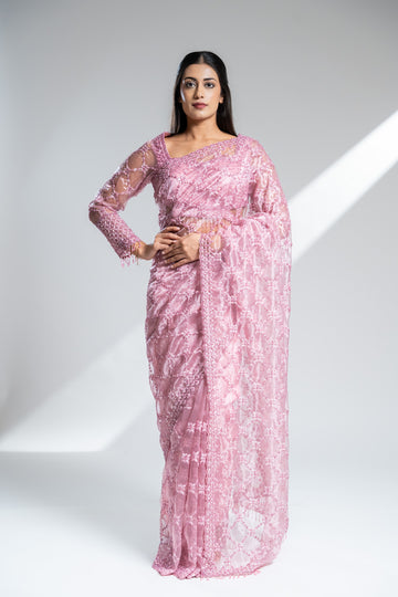 Gajari Organza Embroidered Saree With Readymade Blouse