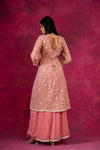 Gajari Georgette Readymade Suit And Palazzo With Banarasi Silk Dupatta