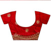 Red Georgette Embroidered Saree With Unstitched Blouse
