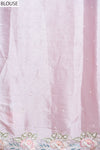 Pink Organza Tissue Embroidered Saree With Unstitched Blouse