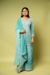 Tea green Georgette Readymade Sharara Set With Georgette Dupatta