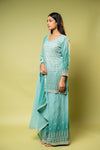 Tea green Georgette Readymade Sharara Set With Georgette Dupatta