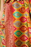 Mustard Banarasi Silk Saree With Unstitched Blouse