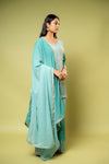 Tea green Georgette Readymade Sharara Set With Georgette Dupatta