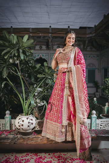 Rani Gajari Georgette Lehenga Set And Georgette Dupatta With Readymade Blouse
