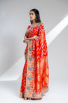 Red Khaddi Georgette Saree With Unstitched Blouse