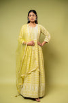 Pista Georgette Floor Length Readymade Suit And Net Dupatta