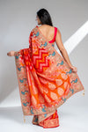 Red Khaddi Georgette Saree With Unstitched Blouse