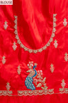 Red Khaddi Georgette Saree With Unstitched Blouse