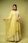 Pista Georgette Floor Length Readymade Suit And Net Dupatta