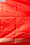Red Banarasi Silk Saree With Unstitched Blouse