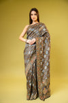 Black Banarasi Silk Saree With Unstitched Blouse