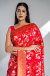 Rani Banarasi Silk Saree With Unstitched Blouse