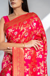 Rani Banarasi Silk Saree With Unstitched Blouse