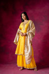 Mango Gold Tissue Readymade Sharara Set With Organza Dupatta