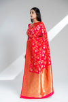 Rani Banarasi Silk Saree With Unstitched Blouse