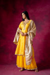 Mango Gold Tissue Readymade Sharara Set With Organza Dupatta