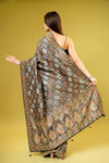 Black Banarasi Silk Saree With Unstitched Blouse
