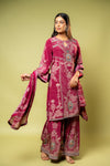 Maroon Crepe Readymade Sharara Set With Crepe Dupatta