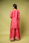 Coral Chinon Readymade Sharara Set With Chinon Dupatta