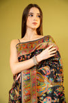 Black Banarasi Silk Saree With Unstitched Blouse