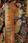 Black Banarasi Silk Saree With Unstitched Blouse