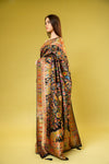 Black Banarasi Silk Saree With Unstitched Blouse